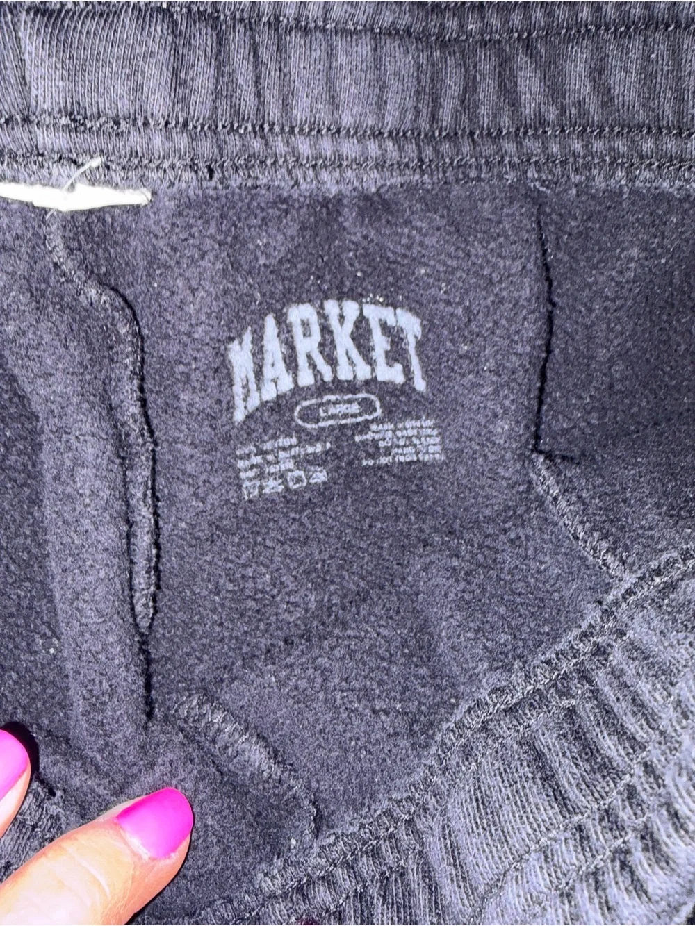 White Fox Boutique Black Sweatpants with Red Cherry Graphic